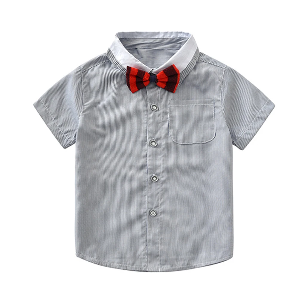 HE Hello Enjoy/Одежда для маленьких мальчиков г. Летняя детская одежда короткая рубашка с галстуком-бабочкой+ шорты на подтяжках комплекты для детей