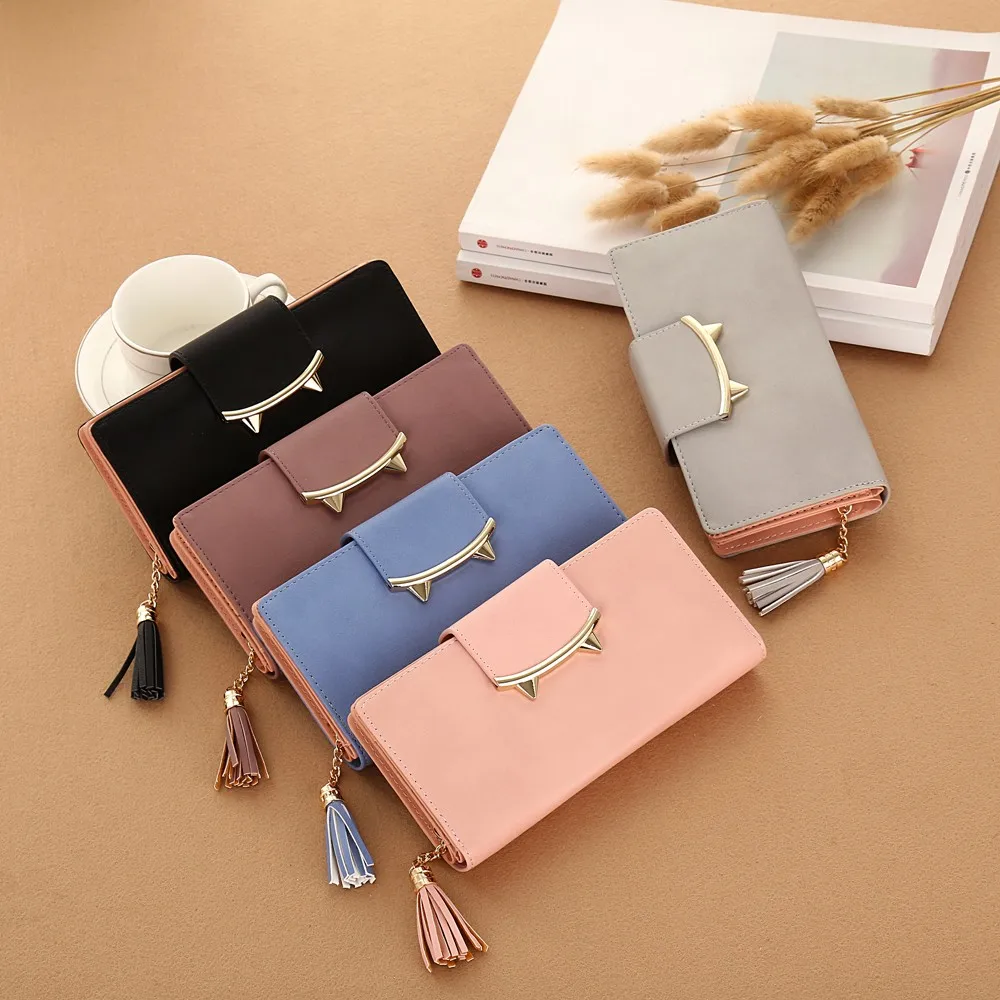 

Women Tassel Solid Trendy Color Coin Purse Long Wallet Card Holders Handbag 40#