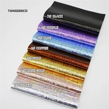 

7PCS--20X22CM DIY Laser METAL COLOR shiny PU glossy leather set synthetic leather /DIY fabric