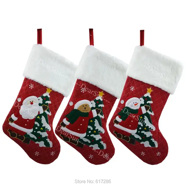 2018 new 3pcsset luxurious suede fabric christmas stocking gift bags socks christmas decoration hot - Christmas Stockings On Sale 2018 new 3pcsset luxurious suede fabric christmas stocking gift bags socks christmas decoration hot - Christmas Stockings On Sale