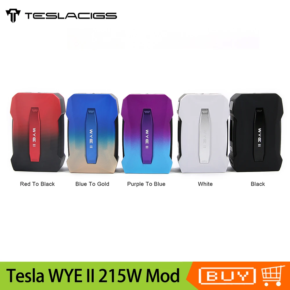 

Original Teslacigs Tesla WYE II 215W TC Box Mod Dual 18650 Battery OLED Screen Electronic Cigarette Mod VS Invader 3 III
