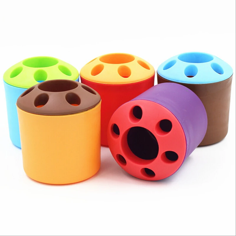 

1PC Multifunctional 6 Holes Plastic Bathroom Toothbrush Bracket Cup Pens Pencil Storage Box Desk Organizers knife & fork Holders