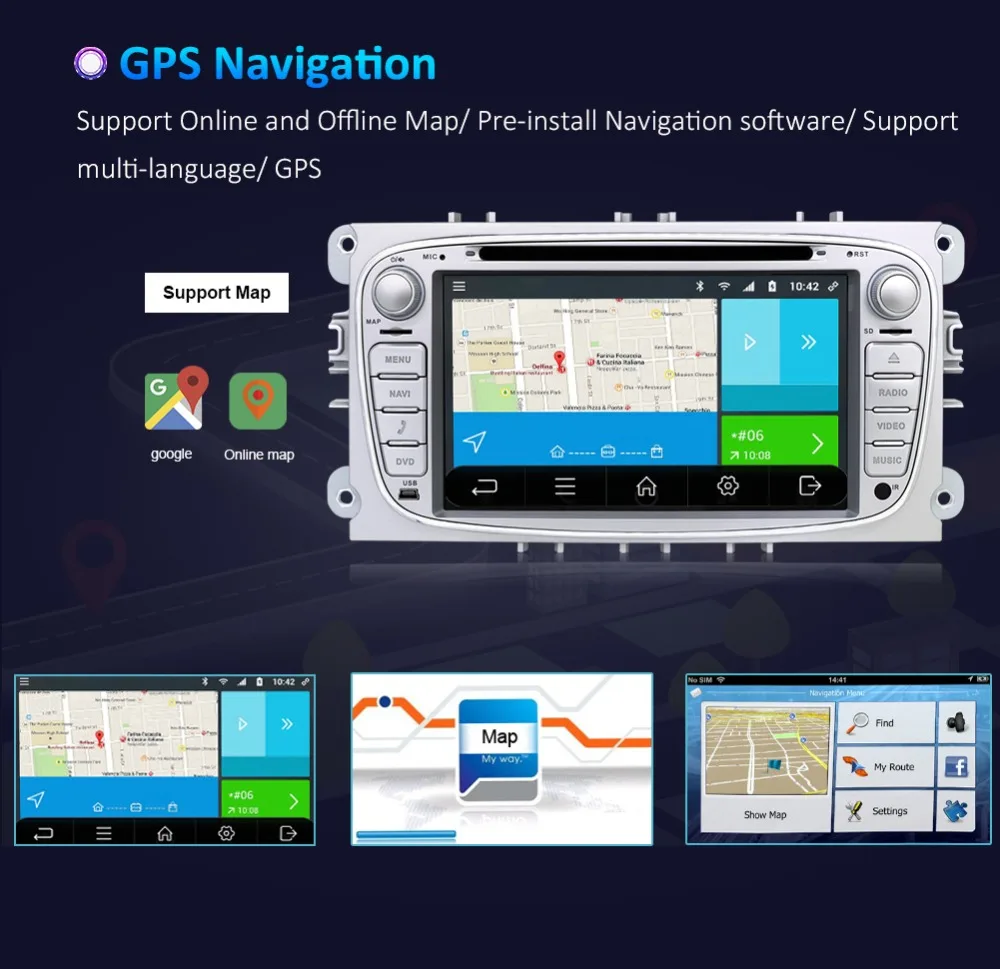 Cheap 2G RAM 32G ROM Quad core android 7.1 car dvd for Ford focus Mondeo S-max smax Kuga c-max gps radio video wifi multimedia player 10