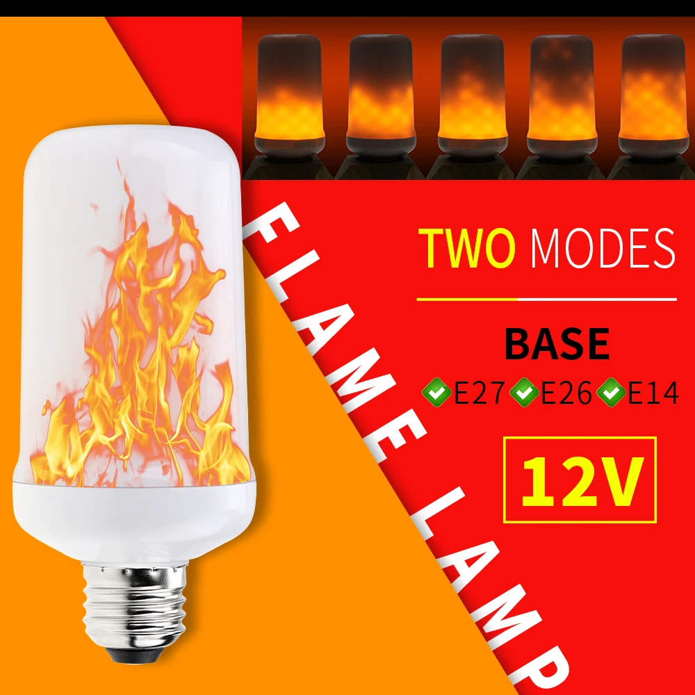 Светодио дный эффект пламени E26 мерцающего эмуляции Винтаж пламя лампы E27 светодио дный огонь E14 Творческий лампы светодио дный гореть 12 В