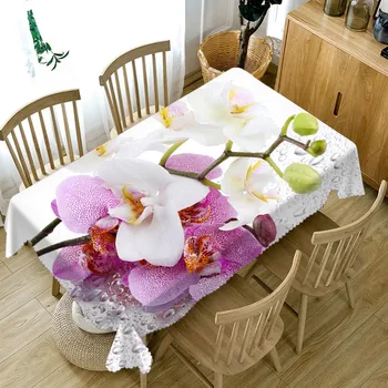 

banquet rectangular table cloth Waterproof 3D Cabinet Cover wedding Round table cover Customized size Pink lily Pillowcase