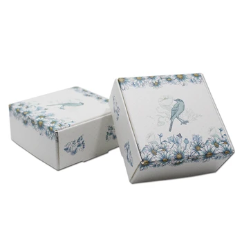 

50Pcs/lot Square Sun Flower Kraft Paper Package Box Papercard Handmade Gifts Packing Box Carton Board Craft Packaging Box