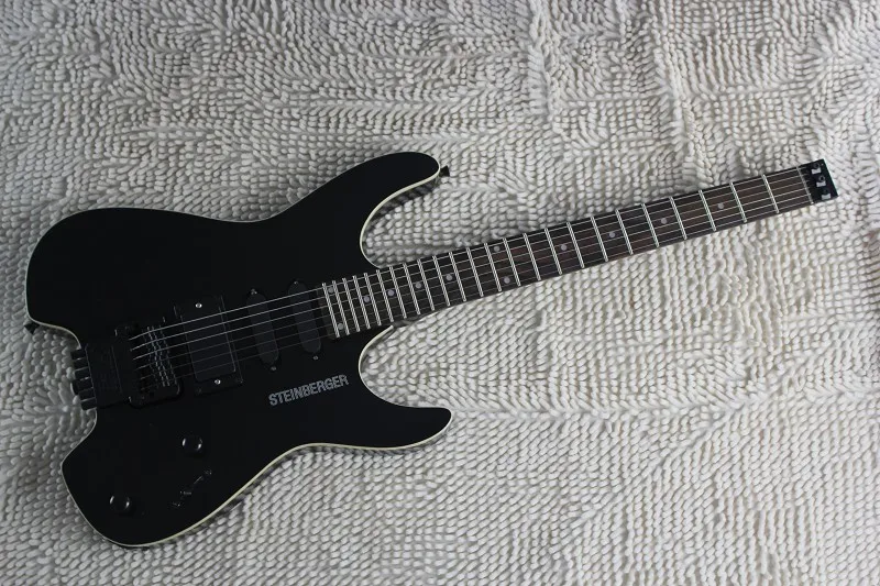 

Black Headless Electric Guitar with Rosewood Fretboard,Tremolo,Black Hardwares,White Binding,offering customized services