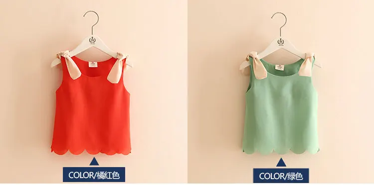 Girls Tops 2018 Summer Cotton Candy Color Orange Black White Blue Yellow Pink Purple Sleeveless O-Neck Chiffon T-Shirt Baby Girl (2)