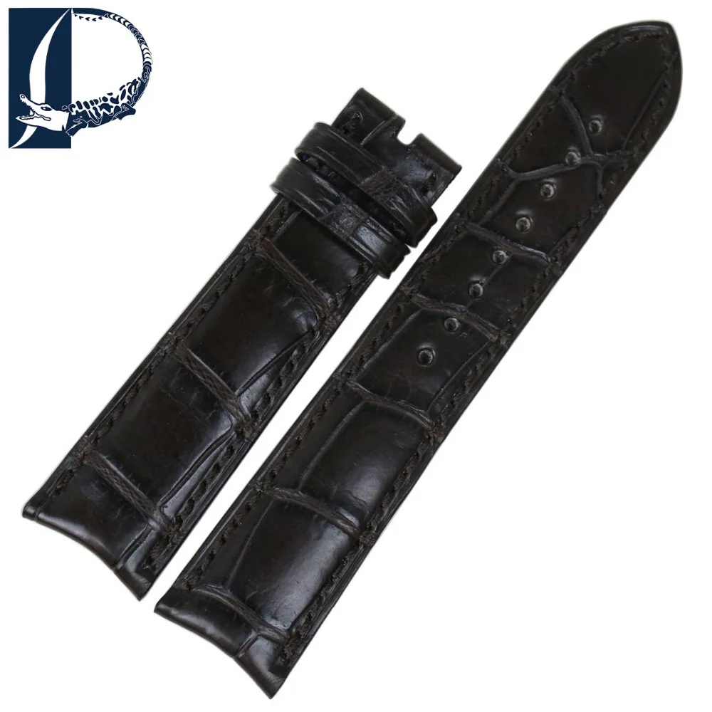 Pesno Double Sided Crocodile Leather font b Watch b font Strap 20mm Dark Brown font b
