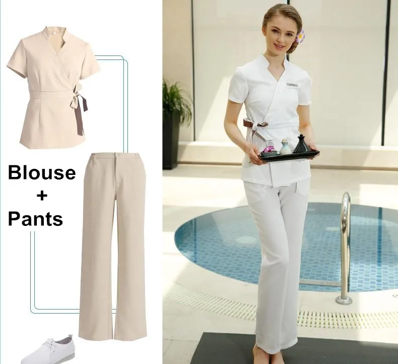 

2018 Summer Women Hospital Medical Scrub Clothes Set Dental Clinic and Beauty Salon Nurse Uniform Fashionable Design Slim Fit
