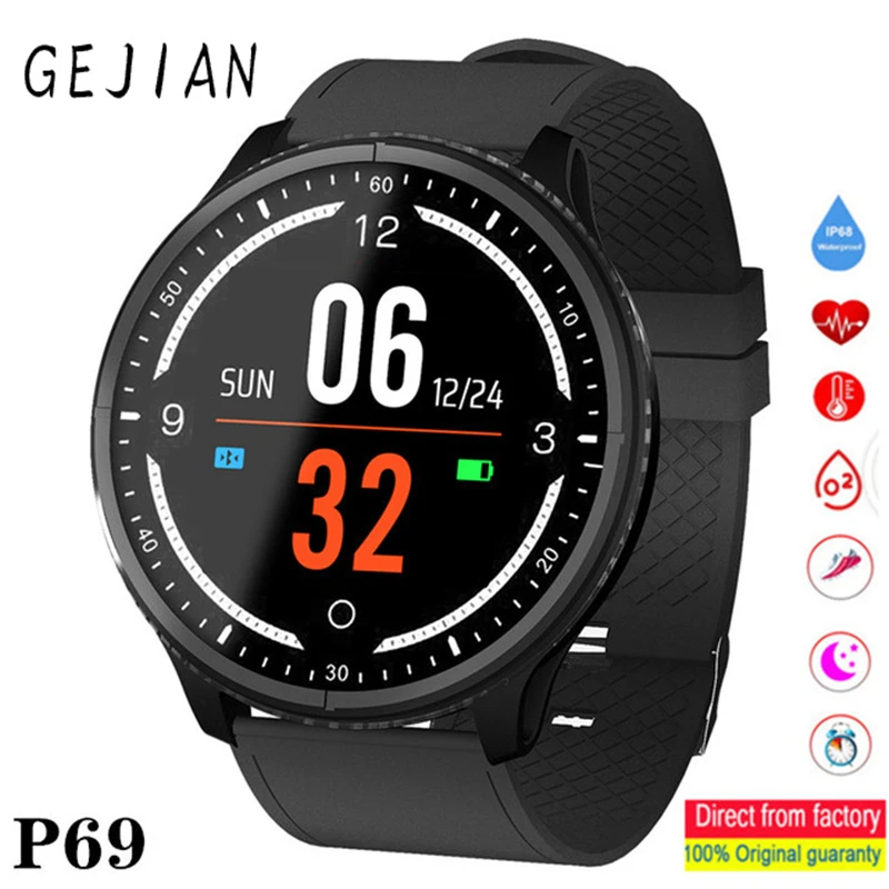 

GEJIAN P69 Smart Watch Multi-Mode Sport Heart Rate Blood Oxygen Pressure Calories Sleep Monitoring Reminder Push Dial Wristband