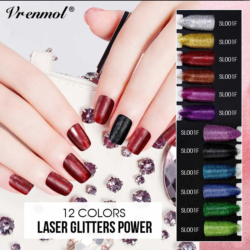 

Vrenmol Laser Holographic Glitter Shiny Laser Powdere Silver/Red Laser Shiny Chrome Dust Nail Glitter Powder Nail Decoration