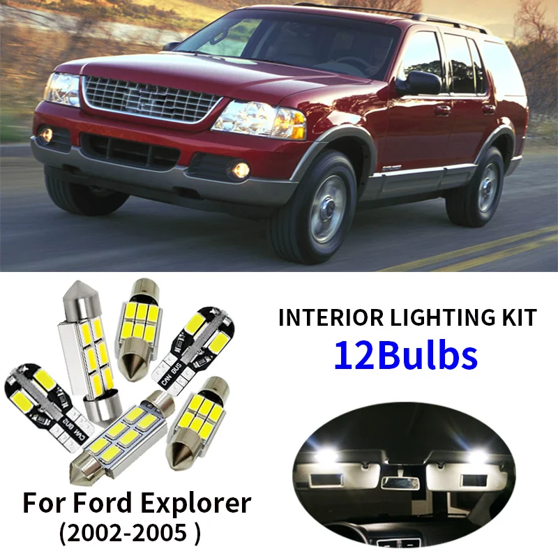 12 шт. белые светодиодные лампы посылка автомобиля Ford Explorer 2002 2003 2004 2005|Сигнальная