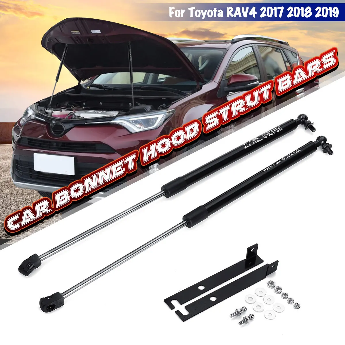 

2X Car Front Engine Cover Bonnet Hood Shock Lift Struts Bar Support Rod Arm Gas Spring Bracket For Toyota RAV4 2017 2018 2019