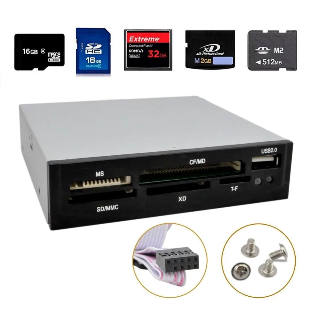 USB металлический кардридер MS/XD/TF/CF/MD/SD/MMC 3 5 дюйма|internal memory card reader|ms readerms |