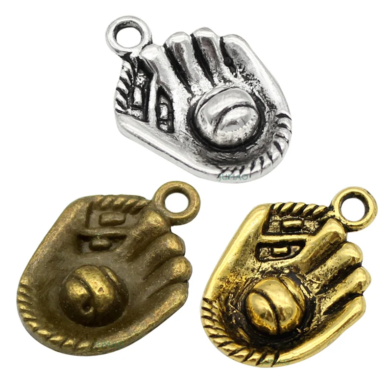 12pcs/lot Antique Silver / Bronze / Gold Baseball Mitt charms pendants ...