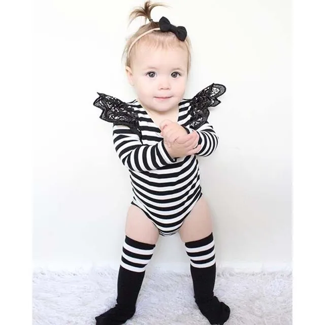 CN 0 2 year old baby girl clothes Stripe Long sleeves Baby Bodysuits