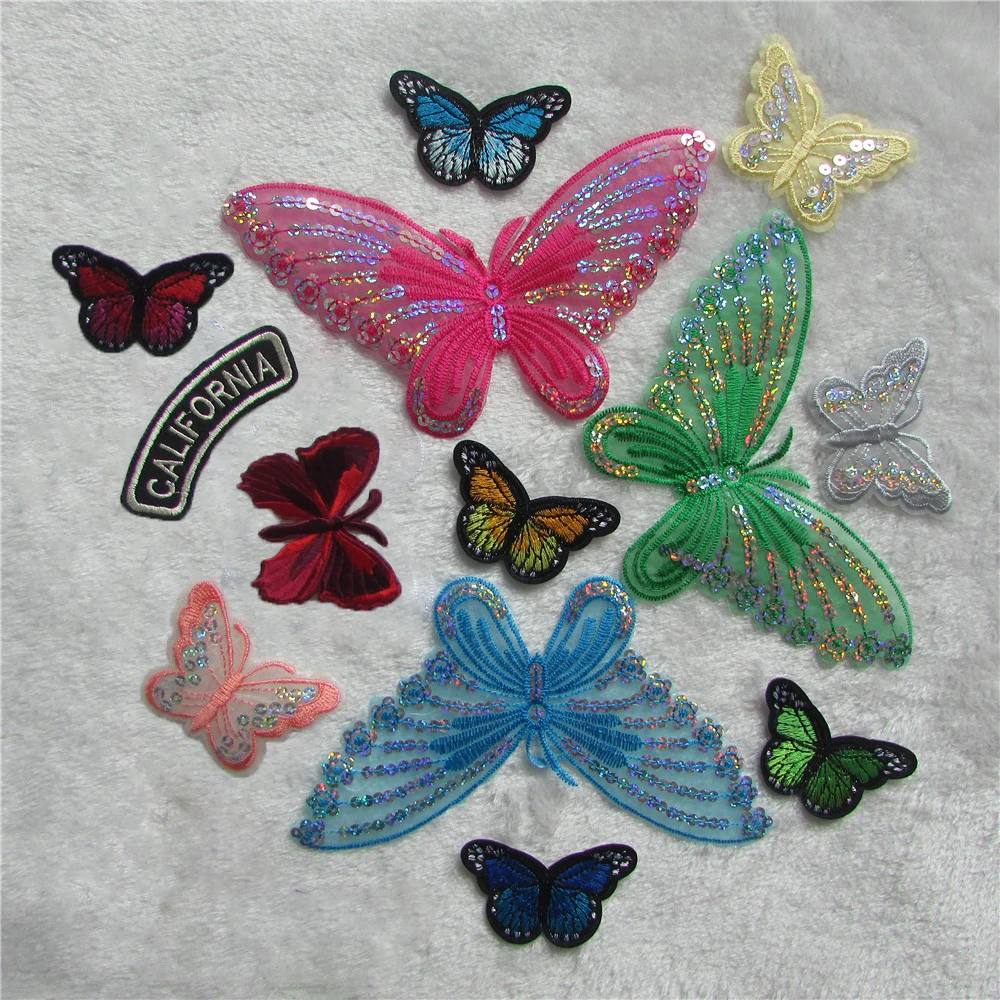 

high quality 14 kinds fashion butterfly patterned patches DIY clothing patch affixed decorative sewing accessories hat clothes