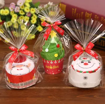 

3pcs/set Merry Christmas 30x30cm santa claus+santa boy + Christmas tree cake towel Gift wedding birthday party Pendant gift