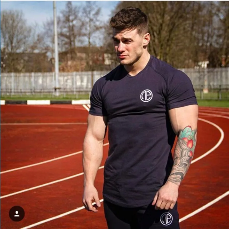 

New Mens t shirt Cotton Shirts gyms Fitness Bodybuilding Slim Men Short Sleeve workout male Casual Tees Tops camiseta masculina