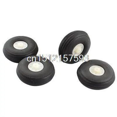 RC Airplane Aircraft Landing Black Rubber Wheel Tire 44mm x 16mm 4Pcs