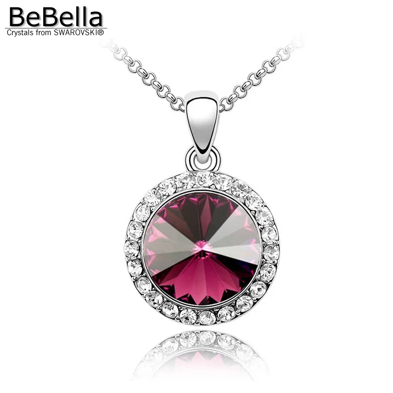 Женское колье с подвеской BeBella круглое ожерелье австрийскими кристаллами Swarovski