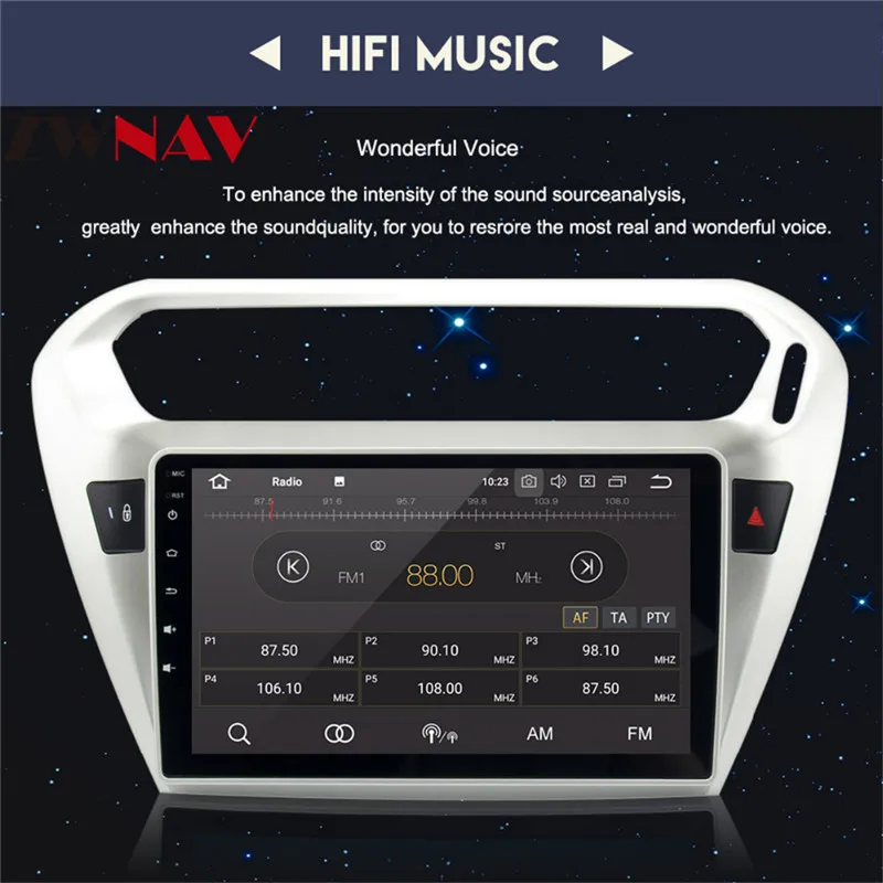 Perfect ZWNAV Android 8.0 Car GPS Navigation DVD Player For PEUGEOT 301 Citroen Elysee 2014 2015 2016 2017 Multimedia Radio 9 Inch 7