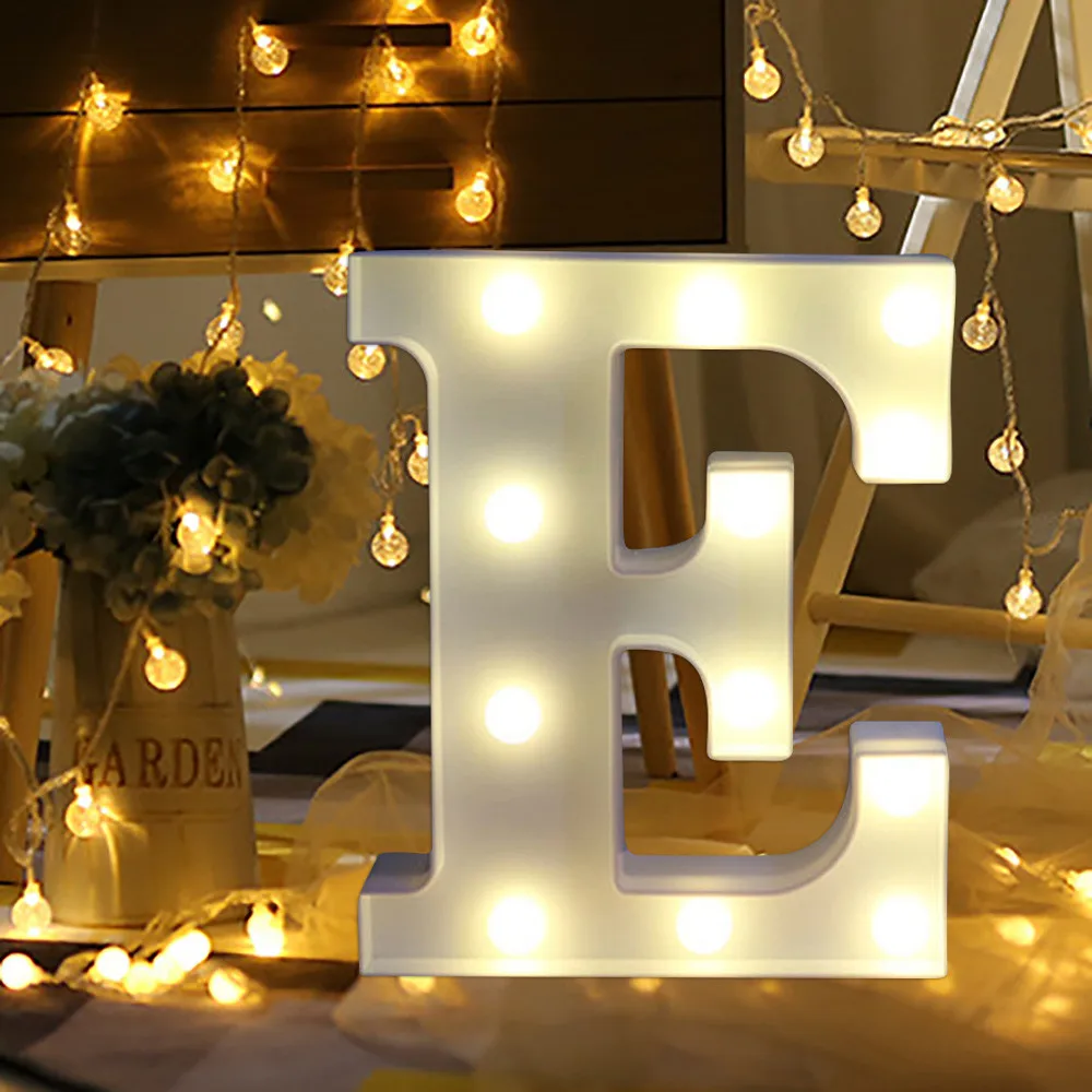 English Alphabet LED Letter Lights Light Up White Plastic Letters Luminous Romantic Wedding Party Decoration Christmas 22cm