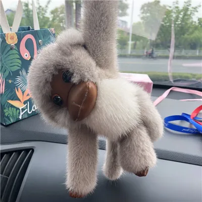 Настоящая норковая меховая обезьяна модные плюшевые игрушки брелок для ключей женский брелок с мешочком Автомобильный Брелок-подвеска подарочные аксессуары - Цвет: C