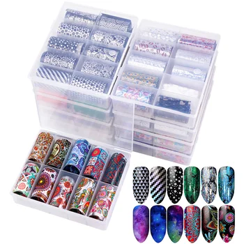 

120cm 10pcs Kit Nail Art Foil Transfer Stickers Boxed Press On Nails Manicure Decorations Sets Leopard Decal Design For Nails
