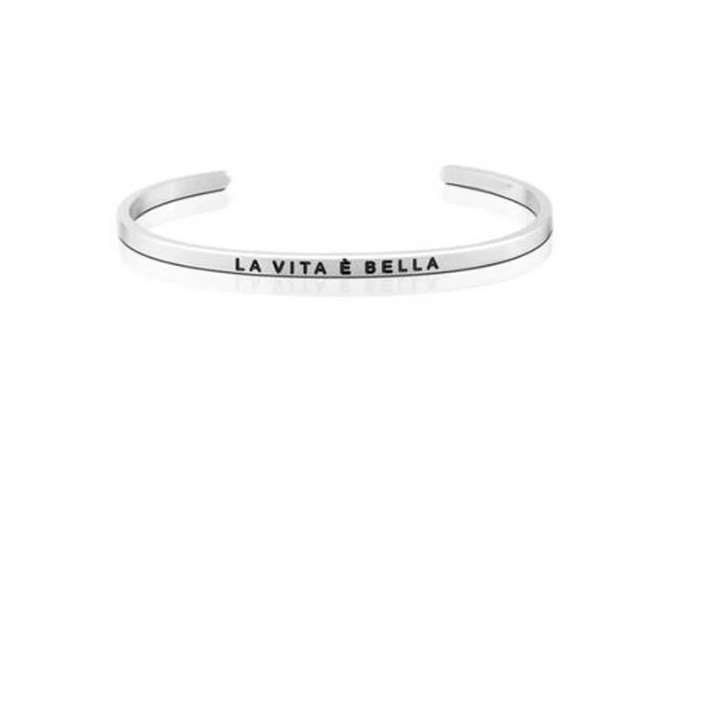 

10Pcs Silver Stainless Steel Bangle Engraved Inspirational Cuff Mantra Bracelets for Women