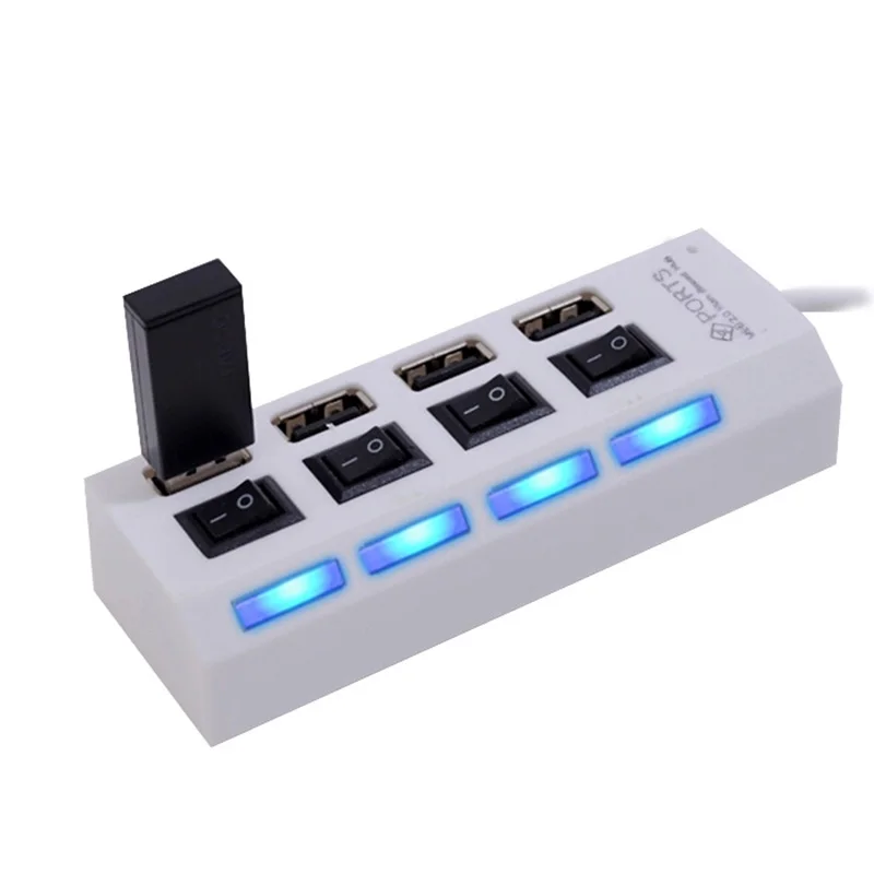 Новый Micro 4 портовый usb хаб 2 0 высокоскоростной сплиттер с переключателем ВКЛ/ВЫКЛ