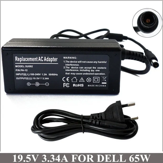 

19.5V 3.34A 65W Laptop AC Adapter Charger For Caderno Dell Inspiron 11z 14 14r 15 15r 7R 1545 1546 1551 1557 NX061 XK850 HR763