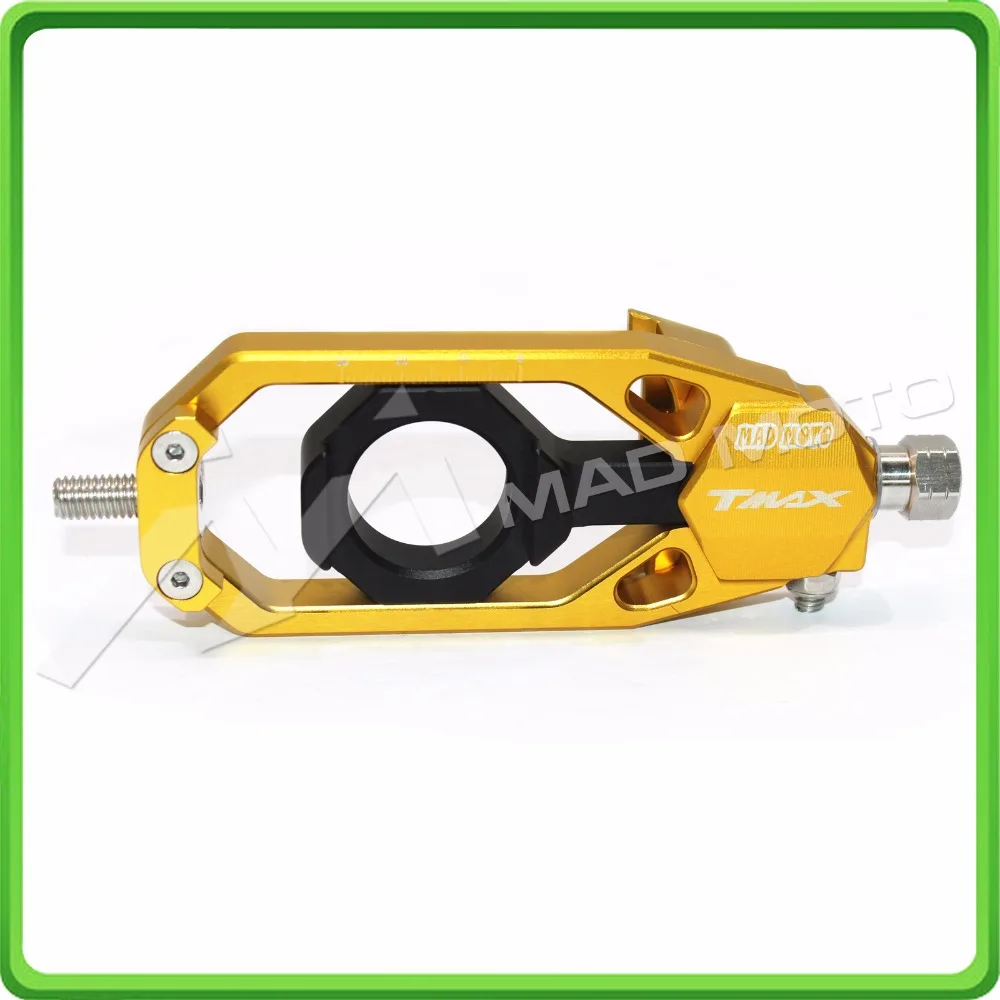 Aluminum motorcycle Chain Tensioner Adjuster fit for YAMAHA T MAX 530 TMAX 530 T-MAX 530 2012 2013 2014 2015 2016 Gold & Black (13)