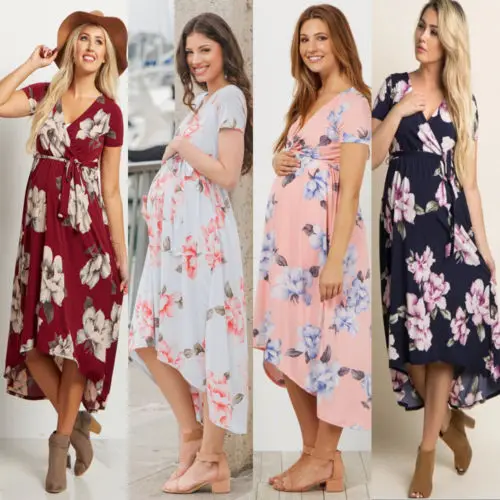 

New Style Pregnant Women Floral Long Maxi Dresses Maternity Gown Photography Photo Shoot Clothes Pregnancy Summer Beach Sundress