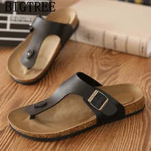 Klapki męskie skórzane buty Unisex korkowe kapcie plażowe męskie Klapki Na Lato kapcie Na zewnątrz mężczyźni slajdy klapy Damskie Na Lato