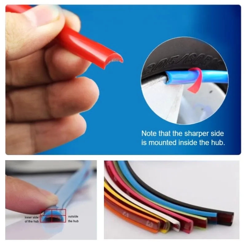 

8m Car Decoration Strips Wheel Stickers Tire Rim Protection Ring Anti-scratch Anti-collision Strip Auto Modify Trim Accessories