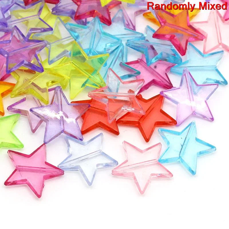 

Doreen Box hot- 100PCs Mixed Star Acrylic Spacer Beads 22x21mm(7/8"x 7/8")(B19708)