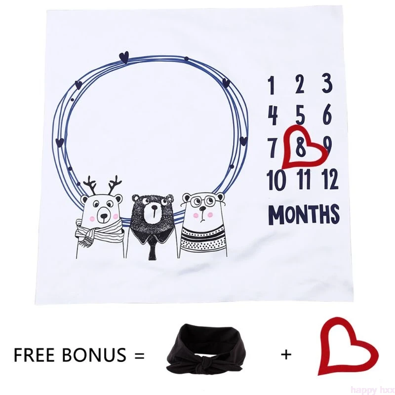 

Baby Monthly Milestone Blanket with Hair band Baby Shower Gift for New Moms Girls Boys Photography Background Prop