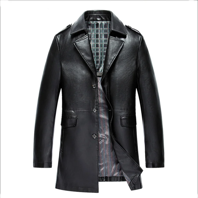 Осень зима мужская куртка из натуральной кожи для мужчин Jaqueta De Couro Masculina черный/коричневый Мужской дубленка размера плюс XXXXL