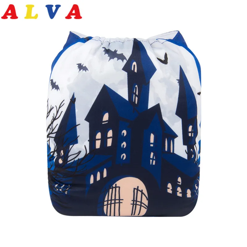 

New! Alvababy Halloween Day Print Cloth Diapers Baby Position Digital Nappy with 1pc Microfiber Insert