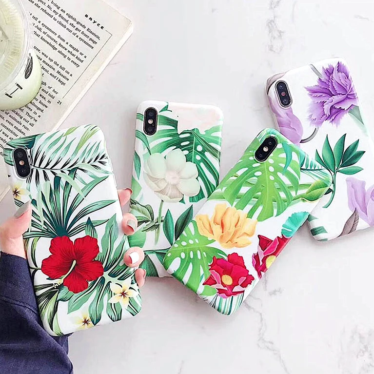 

Transparent Frosted Clear Soft Case for IPhone 6 6S 7 8 Plus silicone Protective Shell For iphone X XR XS Max Cover Coque Plant