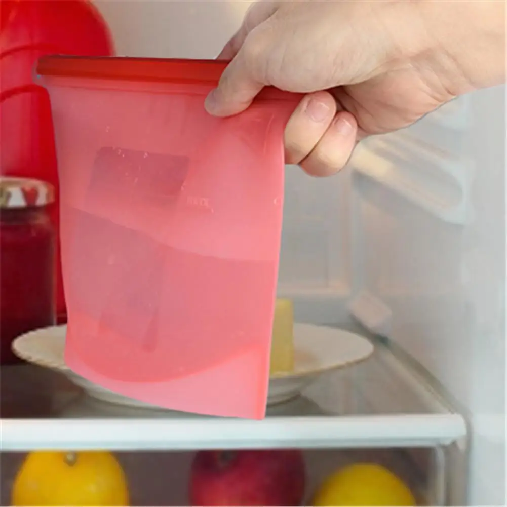 1PCS Reusable Seal Silicone Food Fresh Bag Vacuum Sealer Fruit Meat Milk Storage Bags Kitchen Accessories Food Container Bag