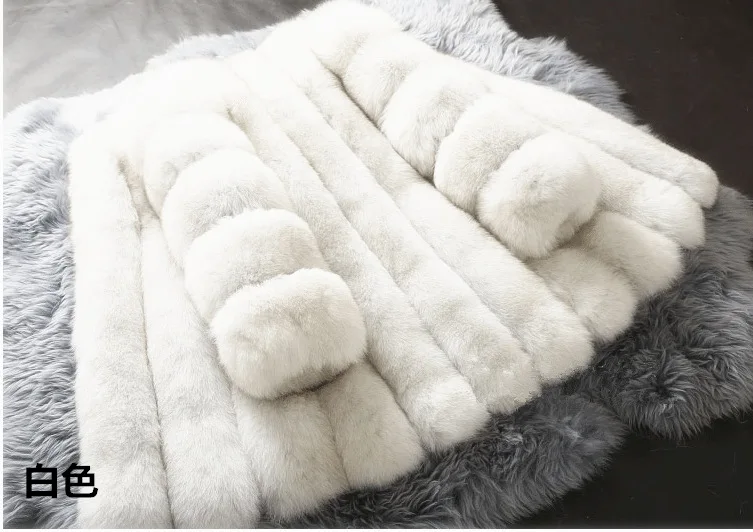 Модное женское плотное меховое пальто для мамы и дочки куртка из лисьего меха с длинными рукавами костюм лисы горячая распродажа большой размер 4XL искусственный мех - Цвет: Белый