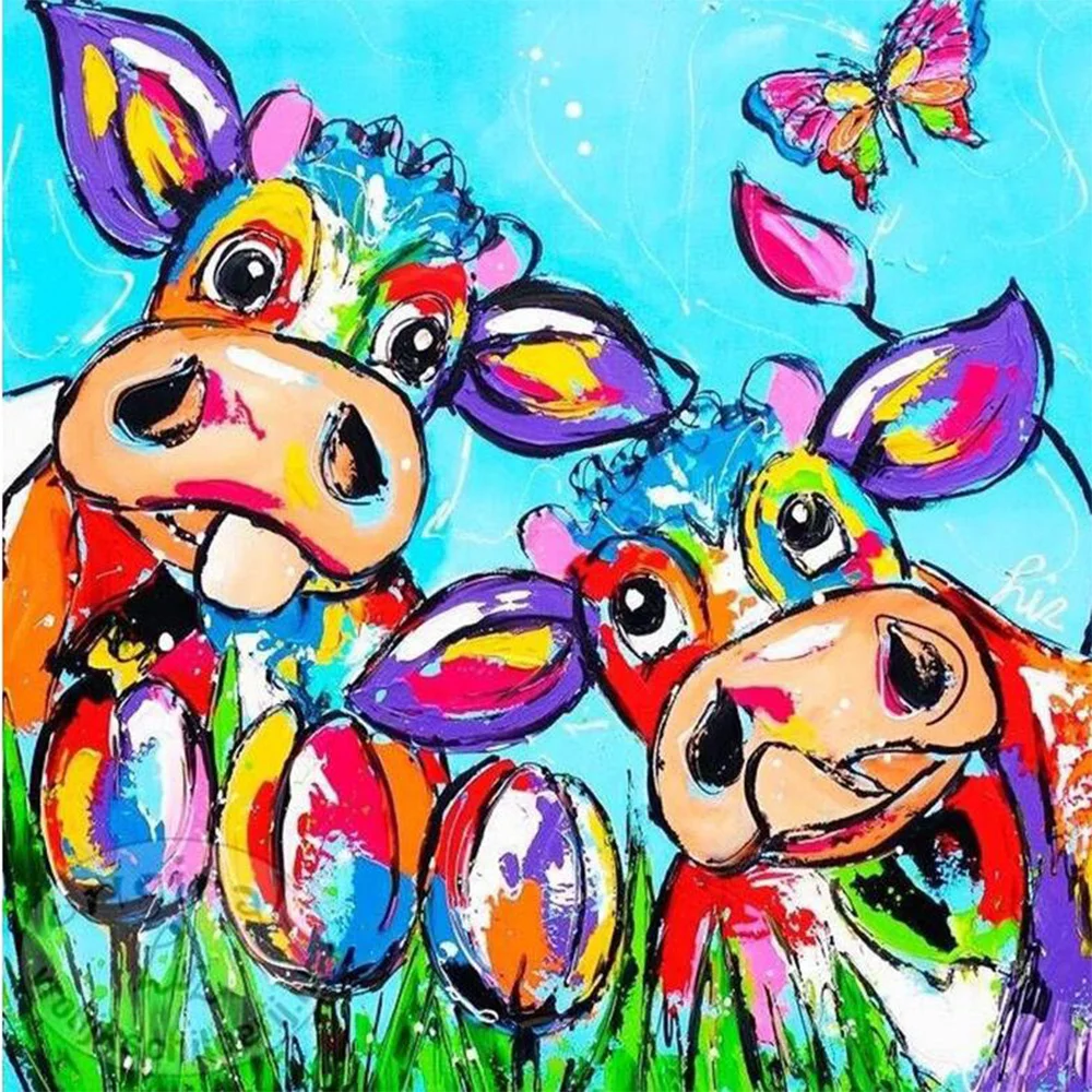 

Diy Diamond Painting Cows Animals Full Diamond Embroidery Cross Stitch Flowers Rhinestone Mosaic Paintings Decoration Gift AA546