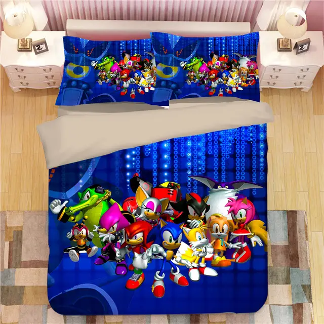 Us 40 87 33 Off Sonic The Hedgehog Bedding Sets Cartoon Duvet Covers Pillowcases 3d Blue Anime Bedclothes Twin Double Queen King Comforter Cover In