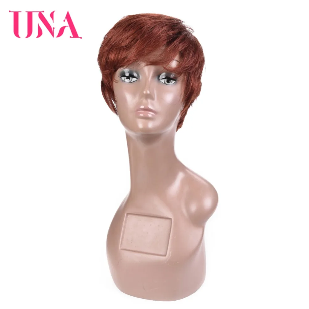 

UNA Short Straight Wig Indian Straight Hair Wigs Non Remy Indian Hair Wig 120% Density Short Human Hair Wigs For Women 10 Colors