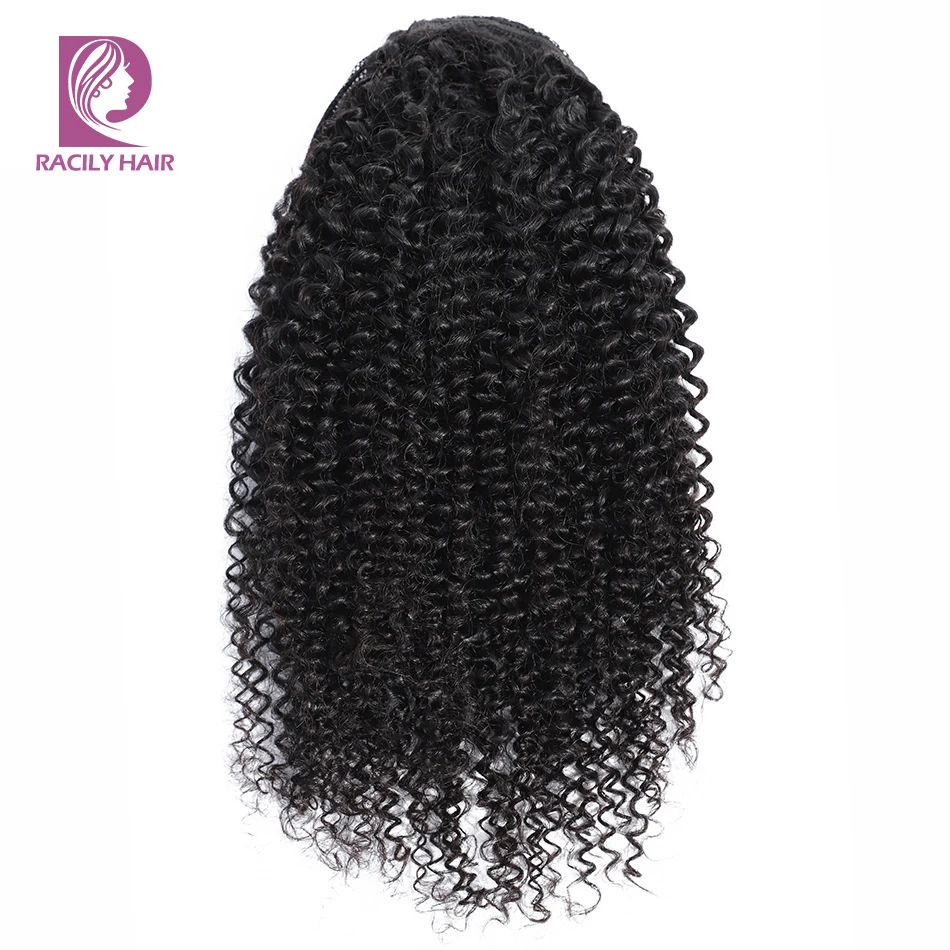 Racily Hair Afro Kinky Curly Ponytail Human Hair Remy Brazilian Drawstring Ponytail 1 Piece Clip In Hair Extensions 1B Pony Tail 2 Racily Hair Afro Kinky Curly Ponytail Human Hair Remy Brazilian Drawstring Ponytail 1 Piece Clip In Hair Extensions 1B Pony Tail 2