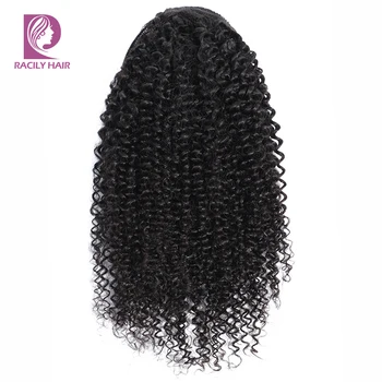 Racily Hair Afro Kinky Curly Ponytail Human Hair Remy Brazilian Drawstring Ponytail 1 Piece Clip In Hair Extensions 1B Pony Tail 2