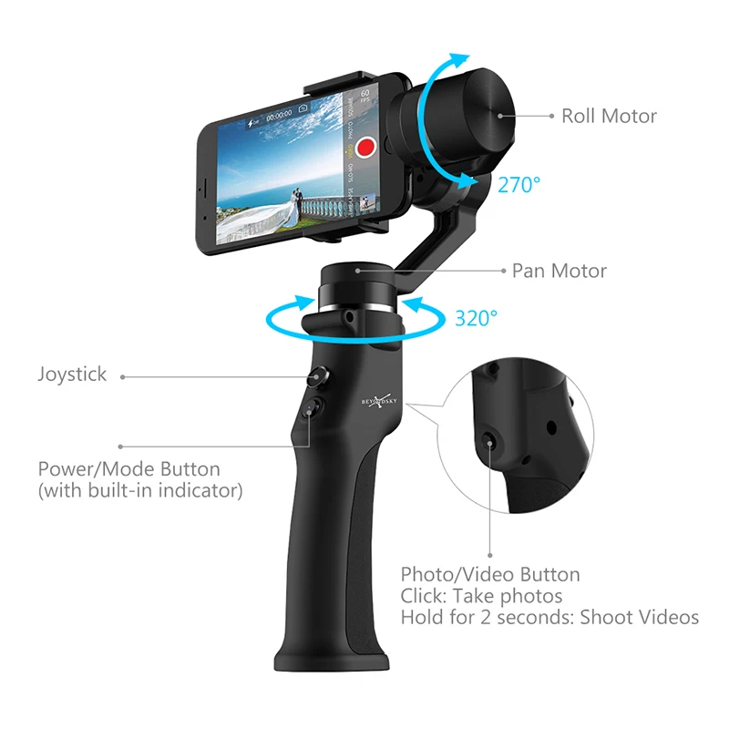 EYEMIND 3 осное Ручной Стабилизатор для смартфонов iPhone Andriod действие Камера Yi Gopro Sjcam